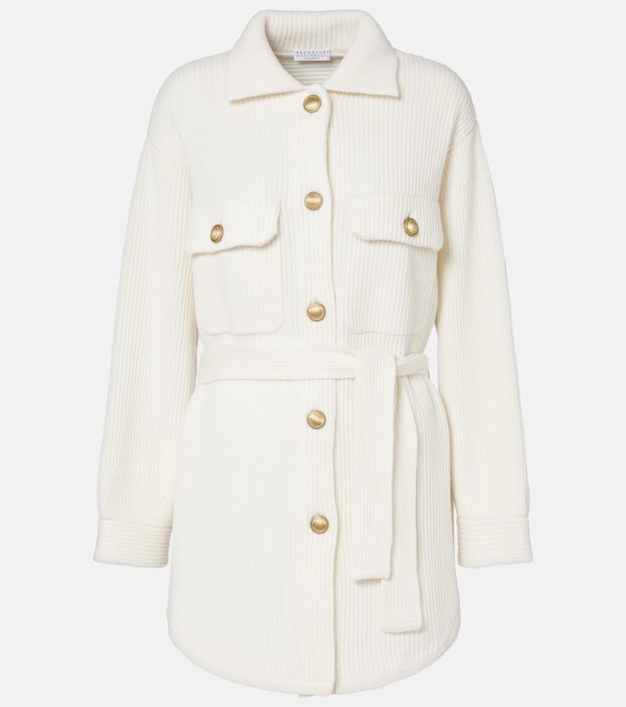 Belted wool, cashmere, and silk cardigan