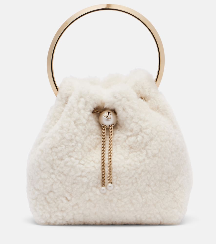 Jimmy Choo Bon Bon Pearl-embellished Ring-handle Mini Bag In White