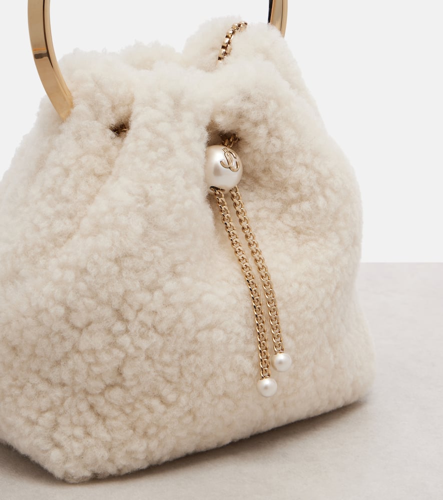 Jimmy Choo Bon Bon Pearl-embellished Ring-handle Mini Bag In White