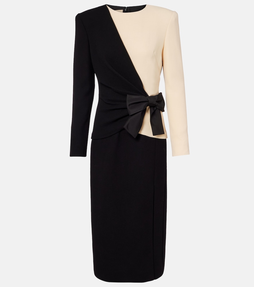 Valentino Women's Black Silk-Trimmed Virgin Wool Midi Dress Uk Size 16