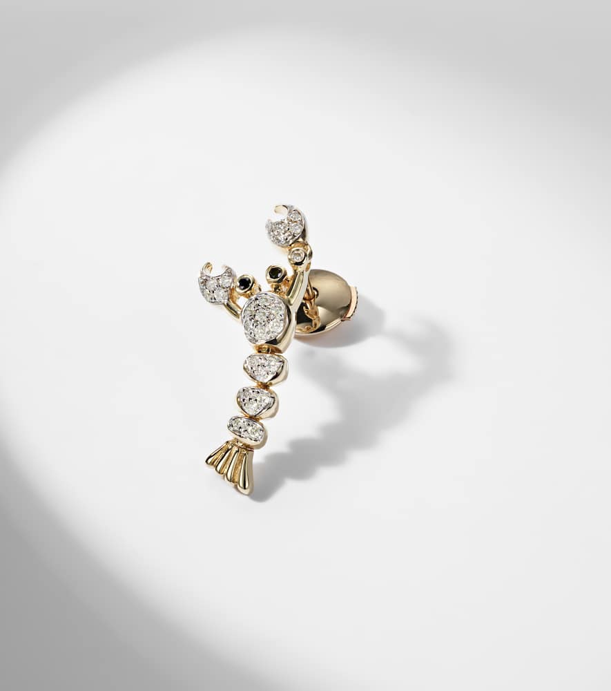 Yvonne Léon Homard Mini 9kt Gold Single Earring With Diamonds In Gold