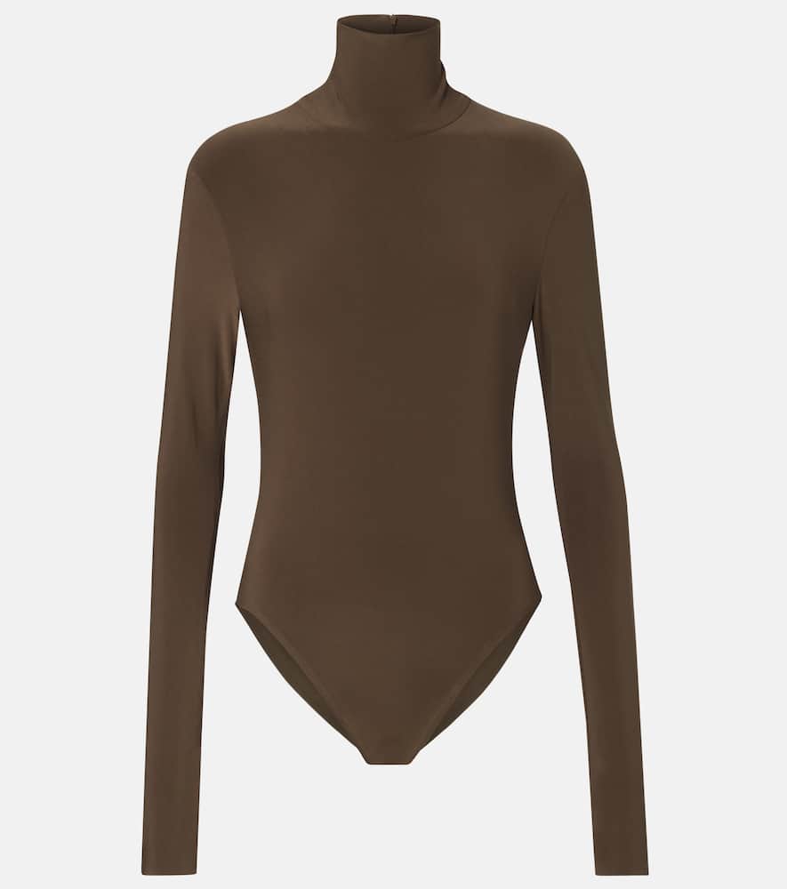 Norma Kamali Turtleneck Bodysuit In Brown