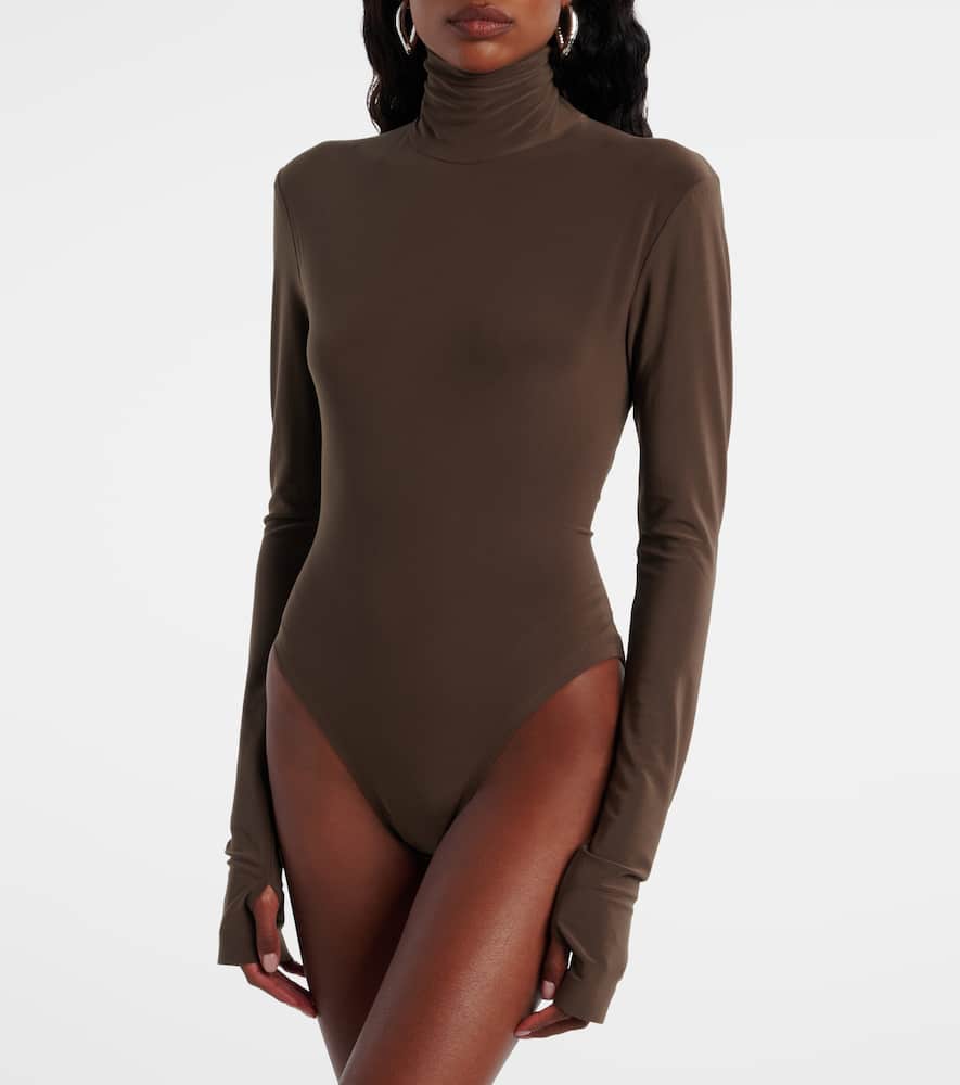 Norma Kamali Turtleneck Bodysuit In Brown