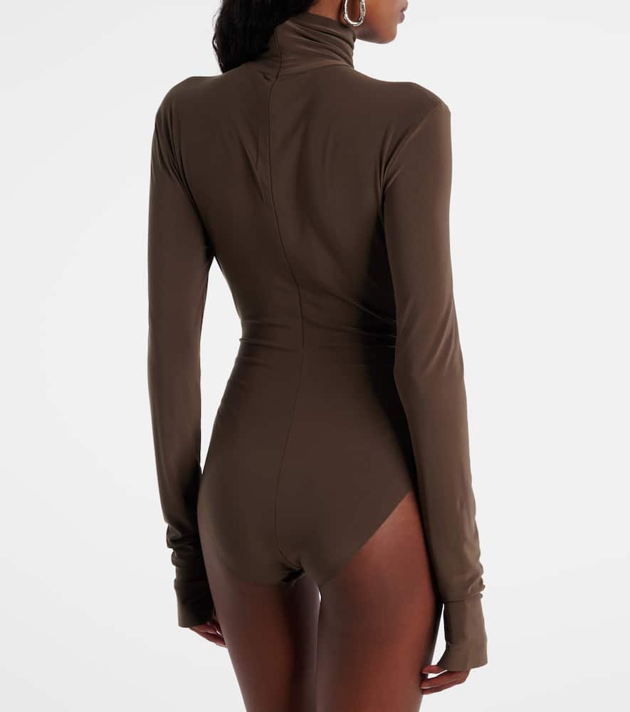 Norma Kamali Turtleneck Bodysuit In Brown