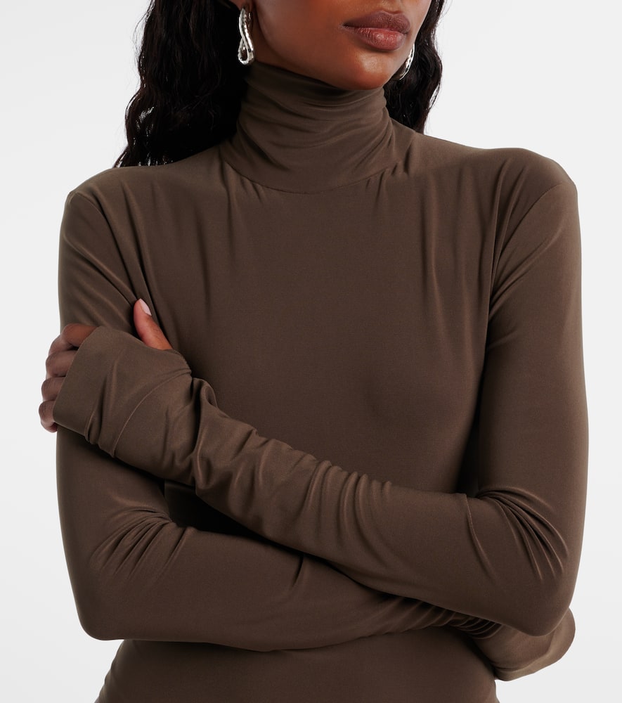 Norma Kamali Turtleneck Bodysuit In Brown