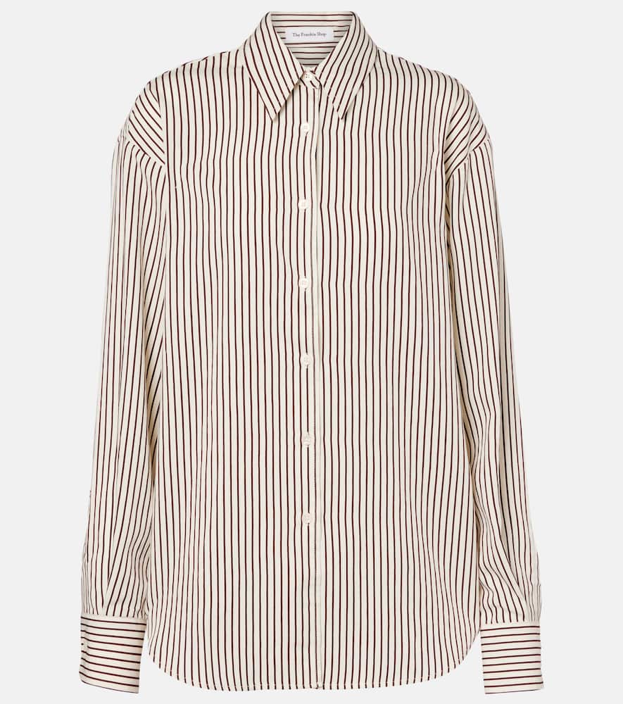The Frankie Shop Peri Striped Poplin Shirt In Neutral
