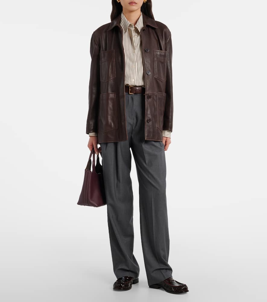 The Frankie Shop Peri Striped Poplin Shirt In Neutral