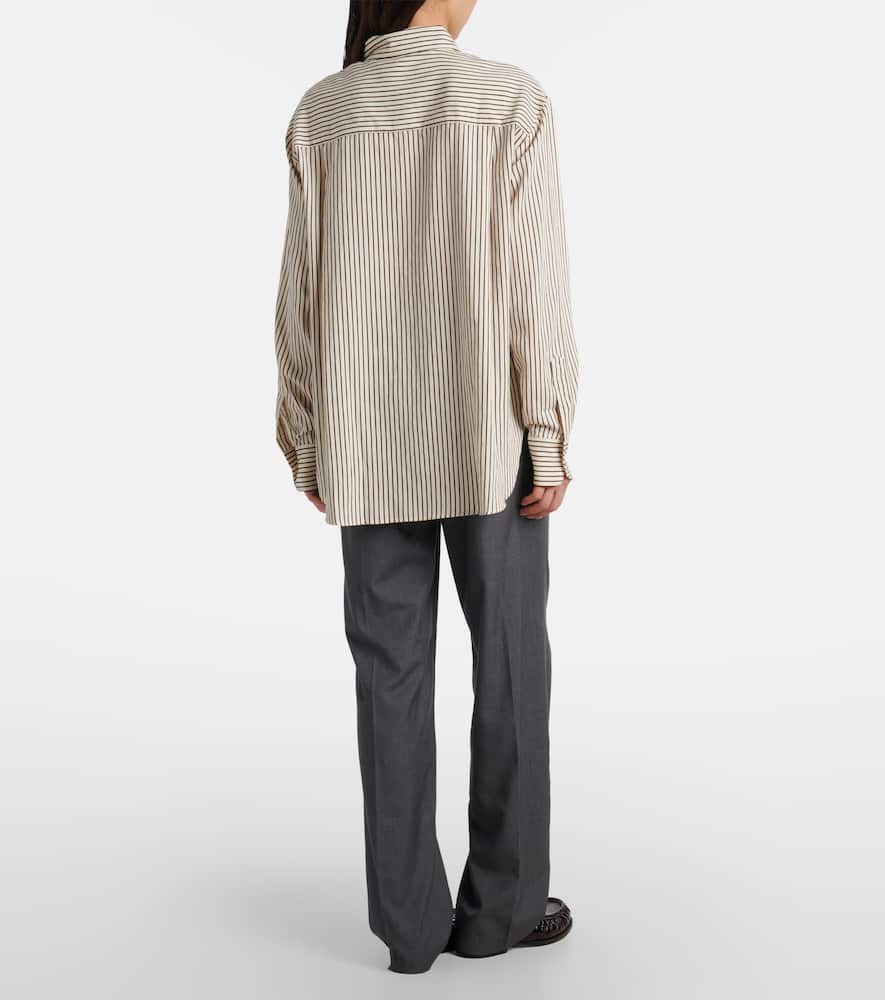 The Frankie Shop Peri Striped Poplin Shirt In Neutral