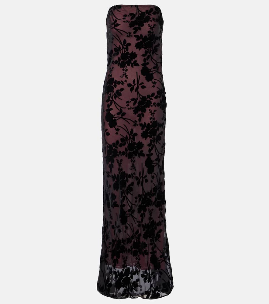 Rodarte Floral Devoré Velvet Gown In Black