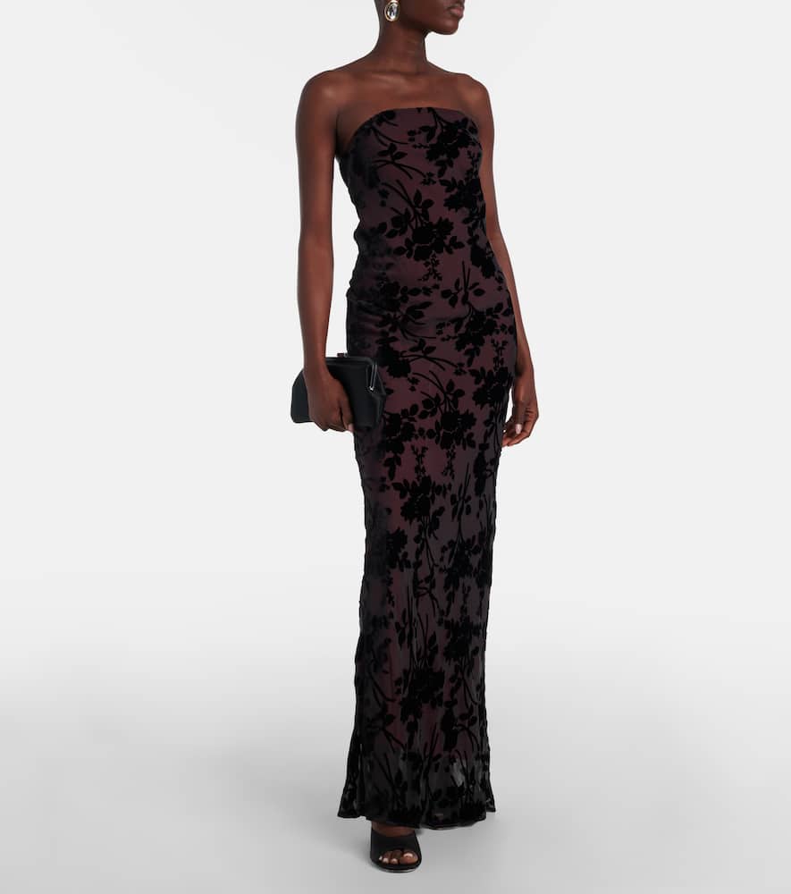 Rodarte Floral Devoré Velvet Gown In Black