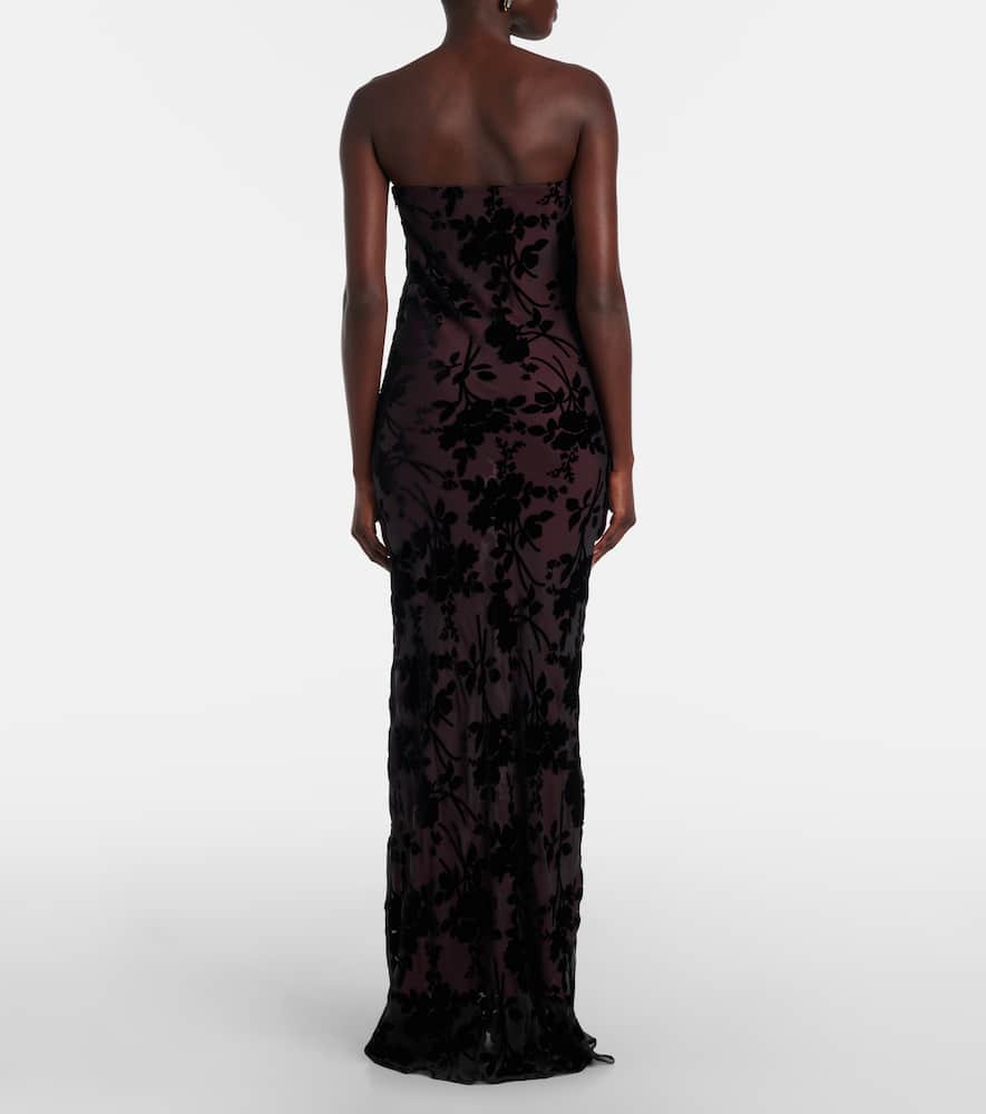 Rodarte Floral Devoré Velvet Gown In Black