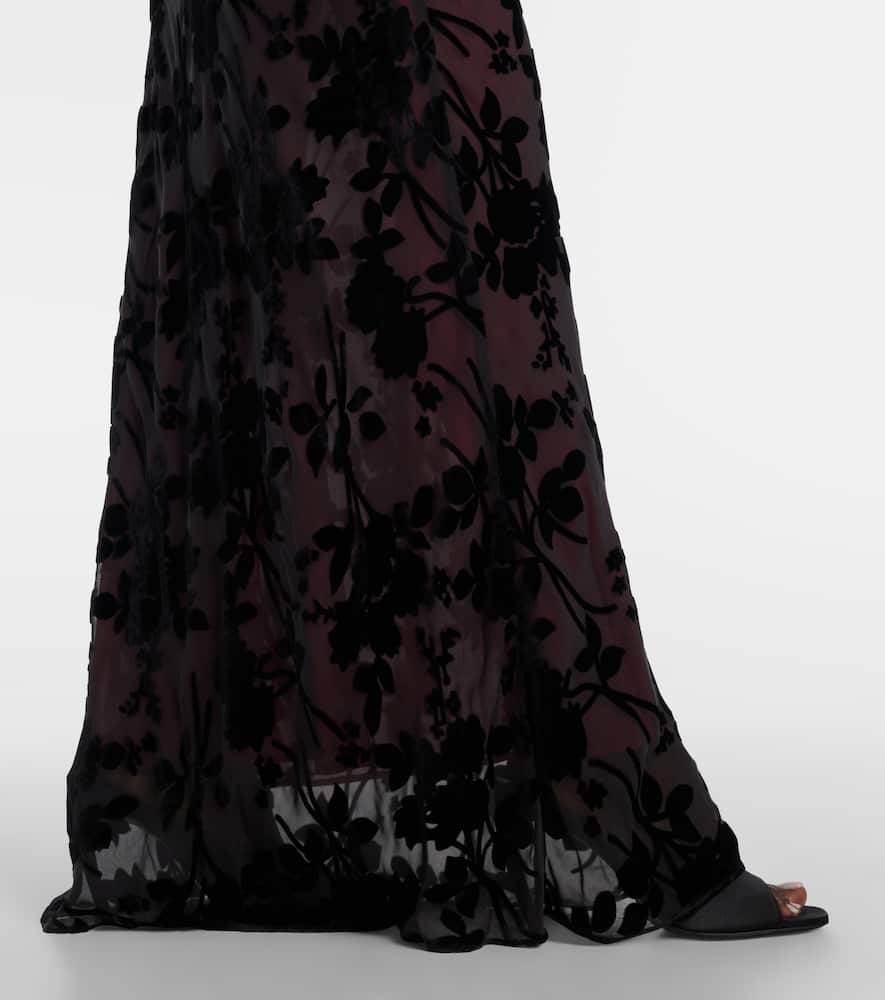 Rodarte Floral Devoré Velvet Gown In Black