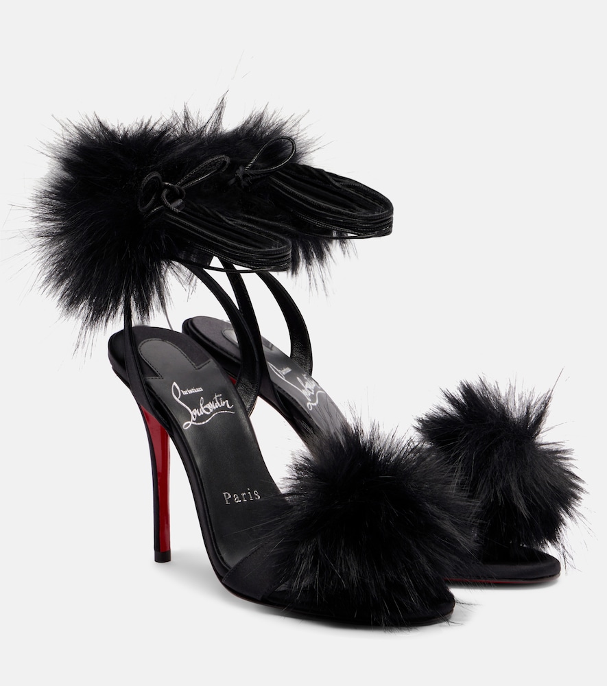 Christian Louboutin Patapompom 100 crêpe satin sandals
