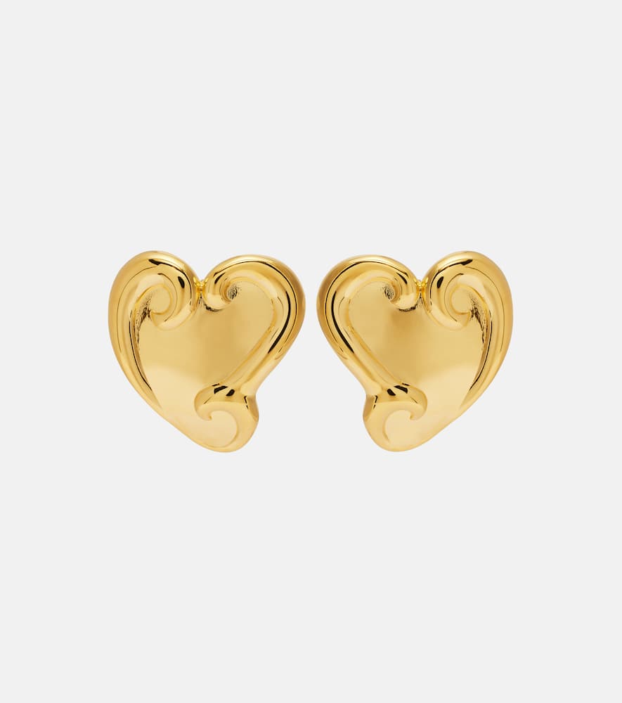 Oscar De La Renta Swirl Heart Earrings In Gold