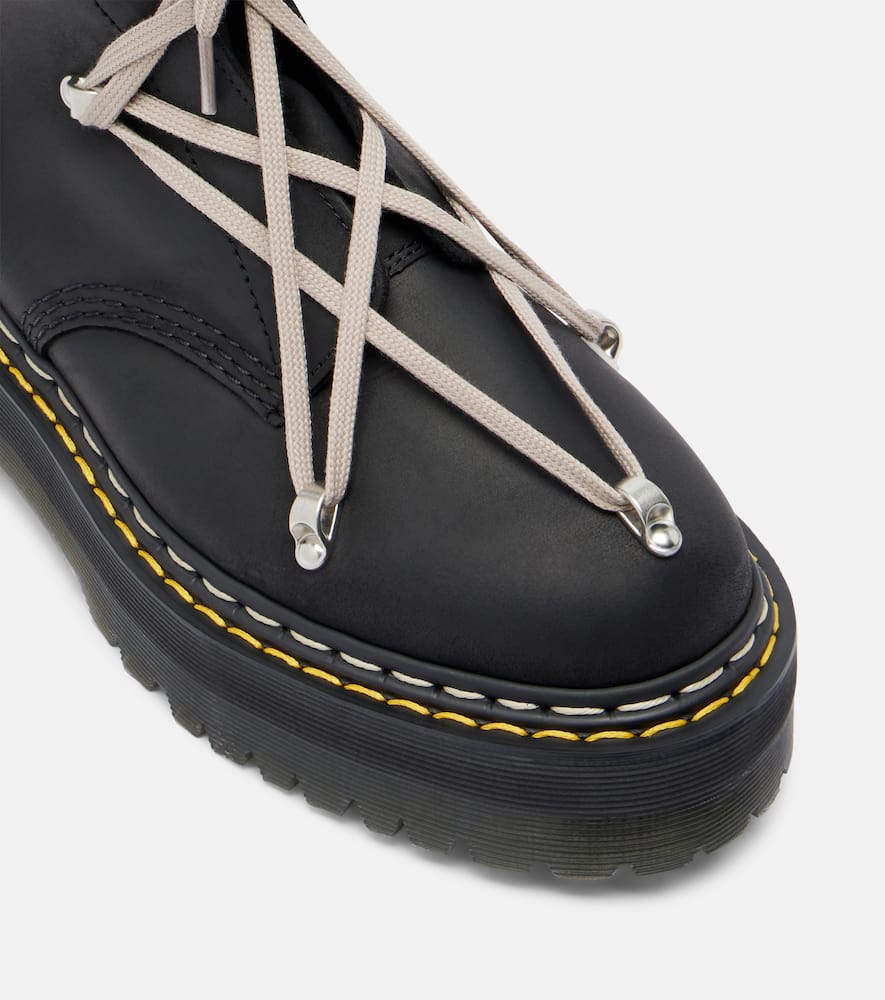 Rick Owens X Dr. Martens 1b60 Quad Sole Pentalace Leather Knee-high Boots In Black