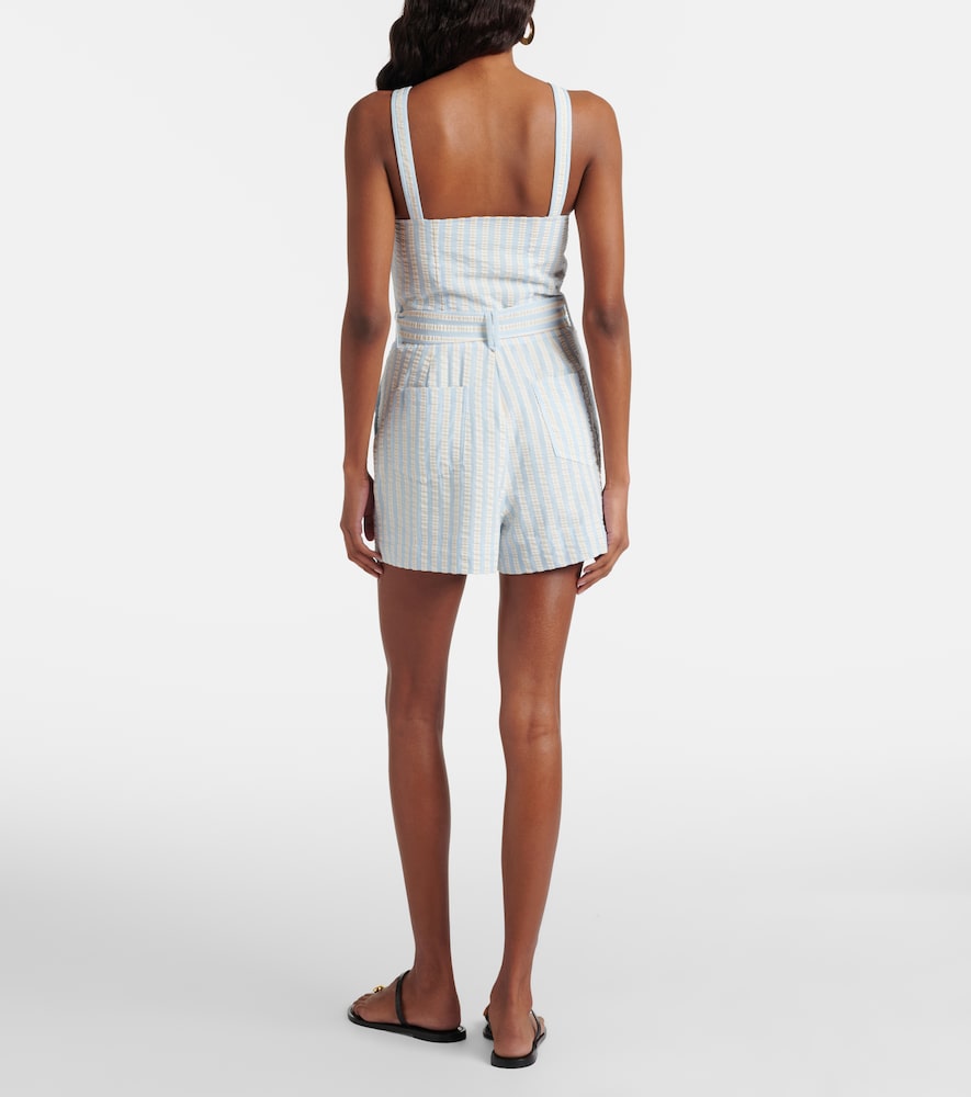  Simkhai Simkhai Striped Cotton-blend Seersucker Romper 