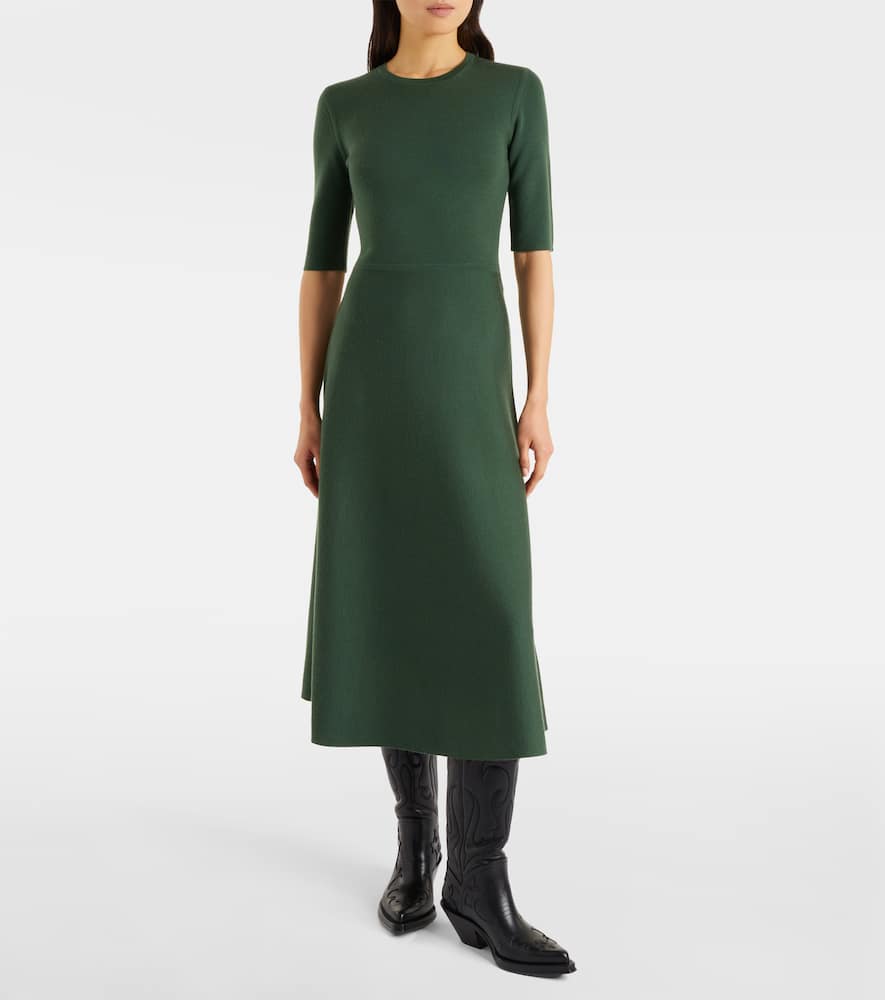 Gabriela Hearst Seymore Wool, Cashmere, And Silk Midi Dress In Green