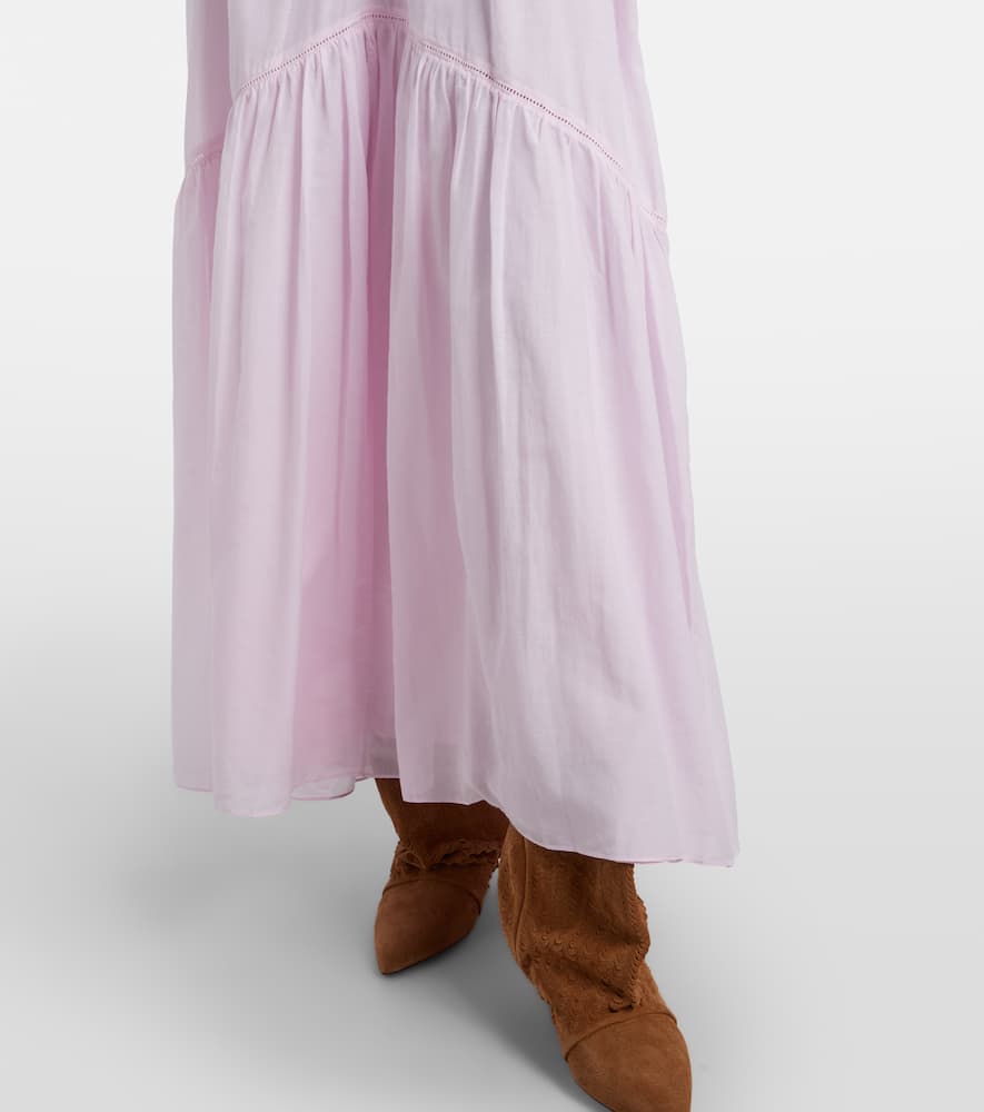 Isabel Marant Étoile Vasma Ruffled Cotton-blend Maxi Dress In Pink