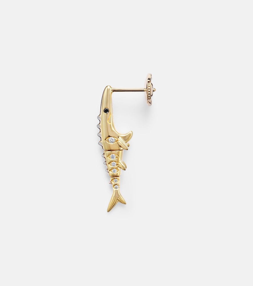 Yvonne Leon Yvonne Léon Marlin Pm 9kt gold single earring with diamonds
