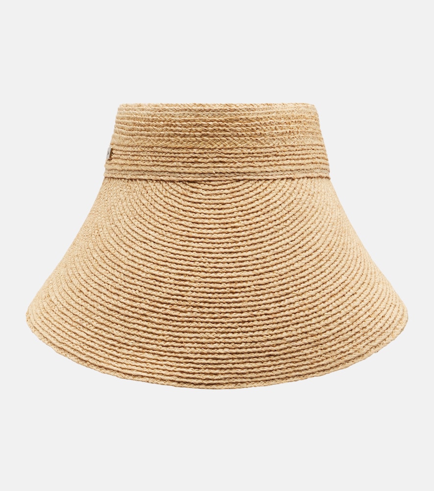 Chloe Chloé Silk-trimmed raffia visor