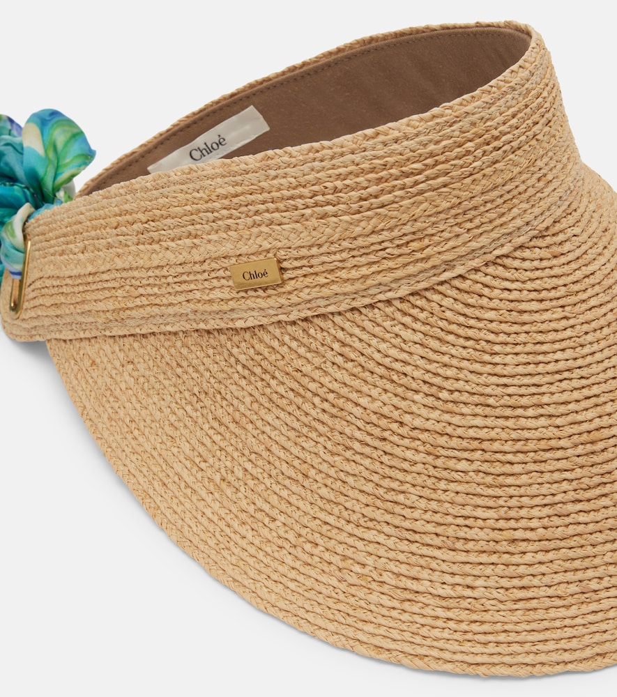  Chloe Chloe Silk-trimmed Raffia Visor 