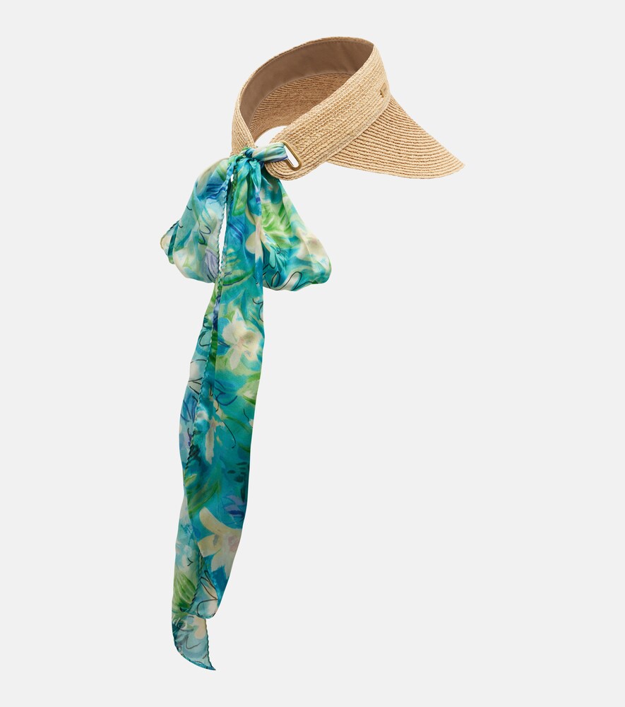  Chloe Chloe Silk-trimmed Raffia Visor 