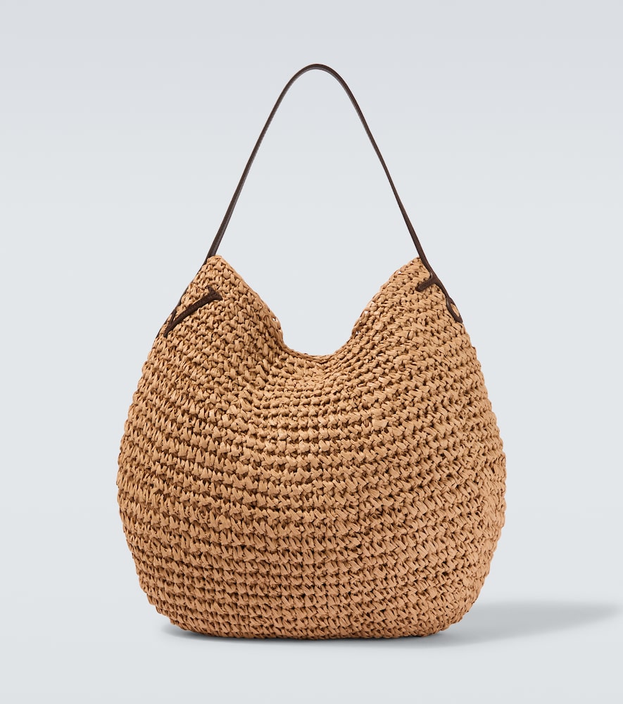 JW Anderson Bulb XL suede-trimmed raffia bucket bag　JW アンダーソン バルブ XL スエードトリム ラフィア バケットバッグ JW