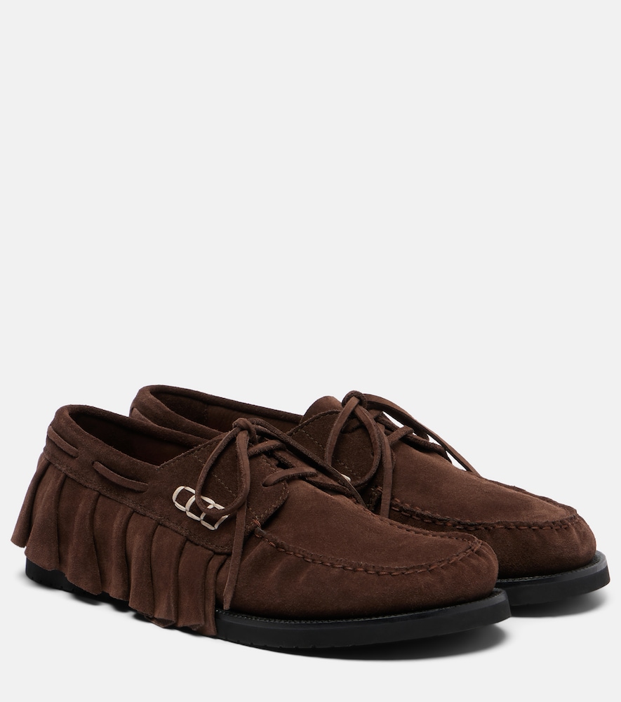 JW Anderson Ruffled suede boat shoes