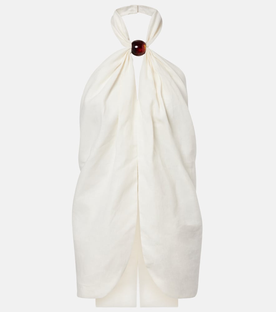 Faithfull Women's White Biba Halterneck Linen Top UK Size 14 - Mytheresa