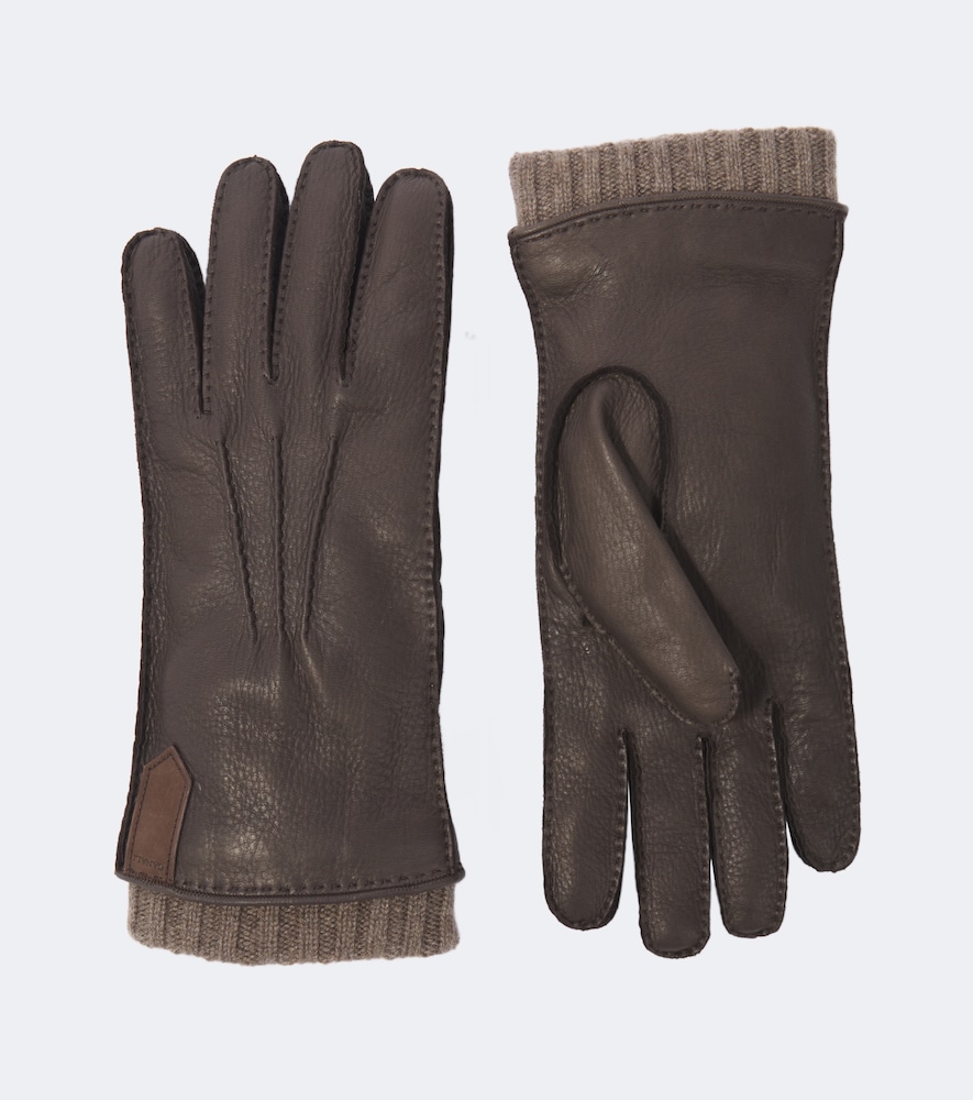 Canali Gants en cuir et cachemire 580$