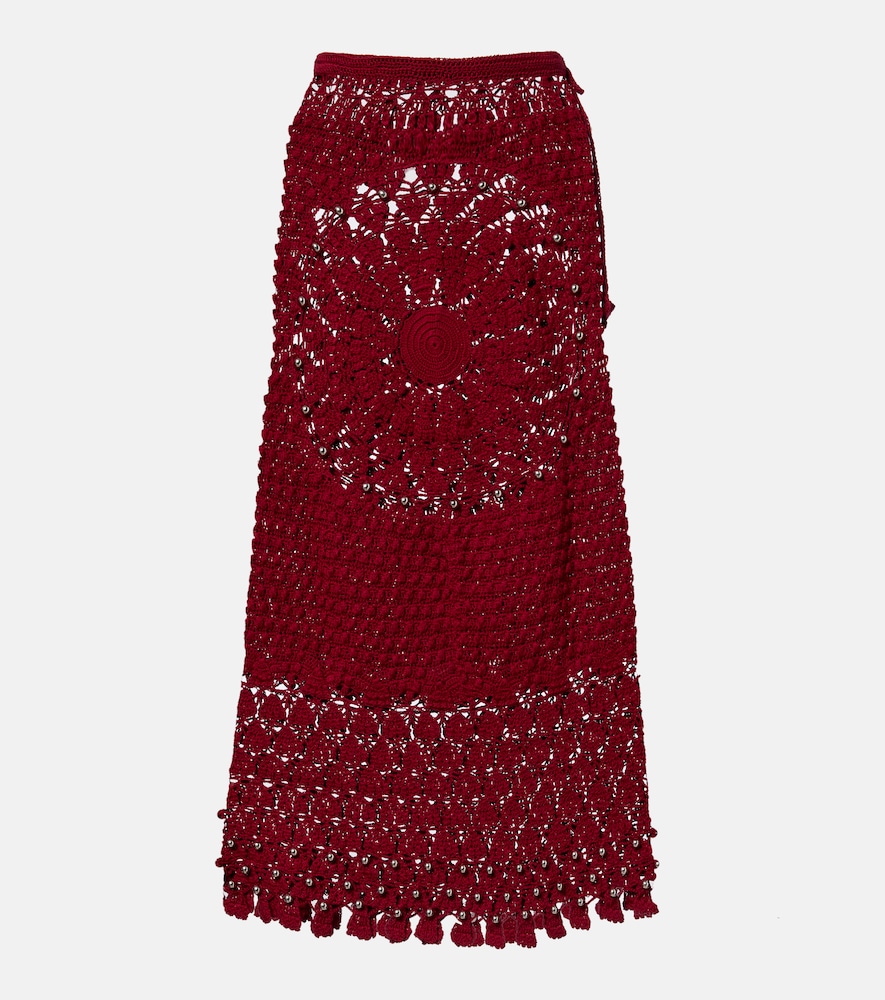 Gonna midi in cotone crochet