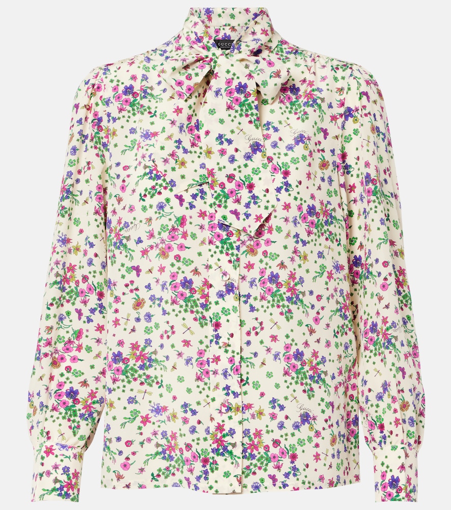 Gucci Floral tie-neck silk shirt | Thumbnail 7 Gucci Floral tie-neck silk shirt | Thumbnail 7