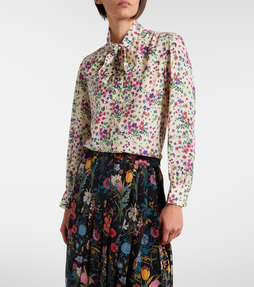 Gucci Floral tie-neck silk shirt