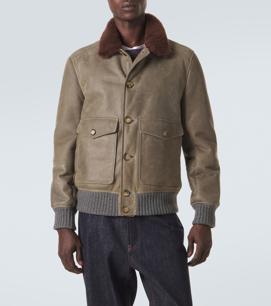 Shearling-Lined Leather Blouson Jacket