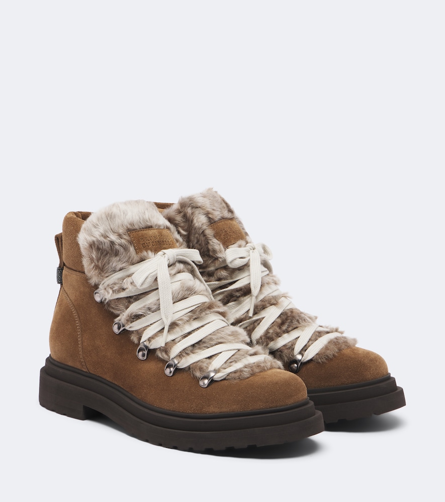Schnürstiefel Monili aus Veloursleder mit Shearling
