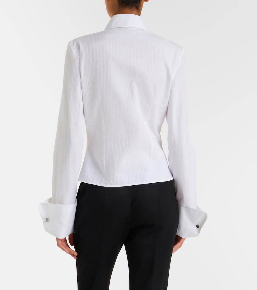 Plissé Striped Cotton Tuxedo Shirt