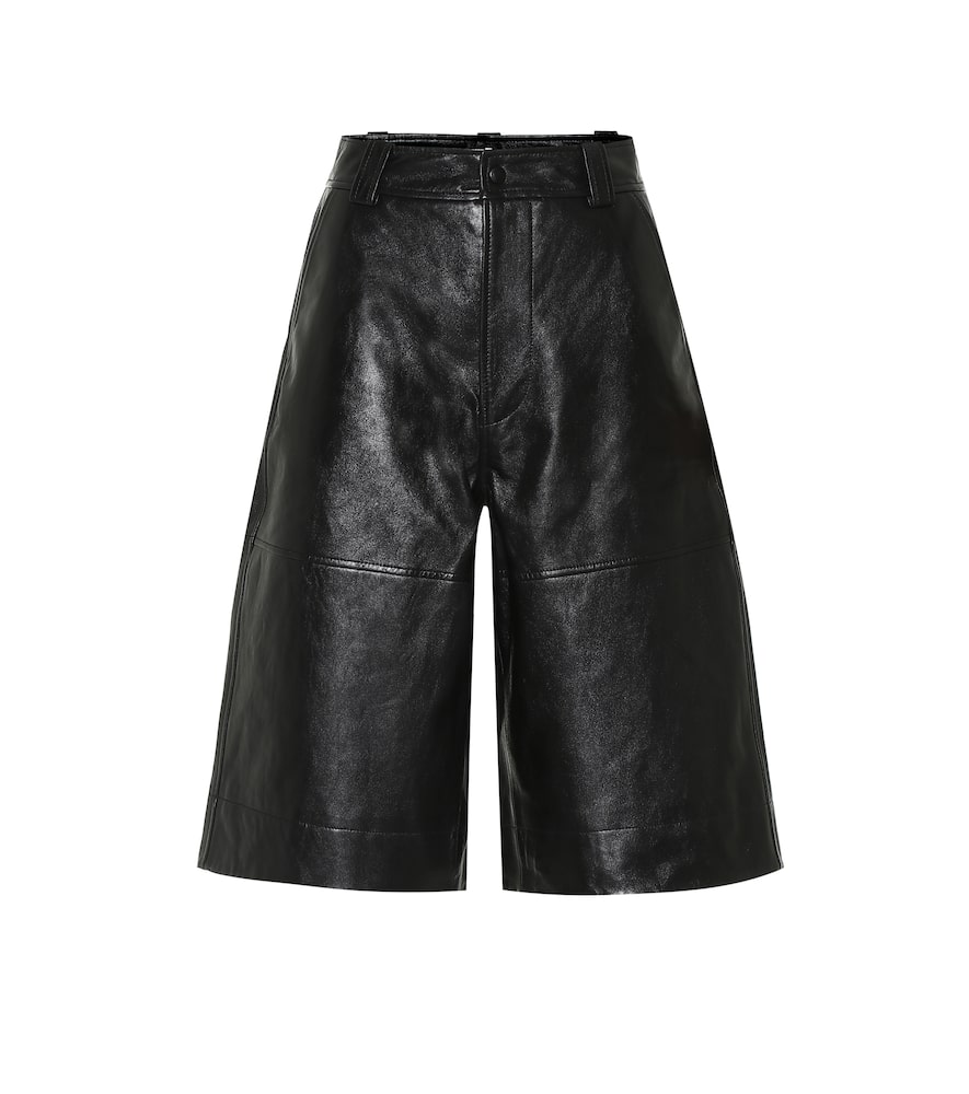 Click to view more detailed imagery on our partner's website Ganni Leather Bermuda Shorts In Black