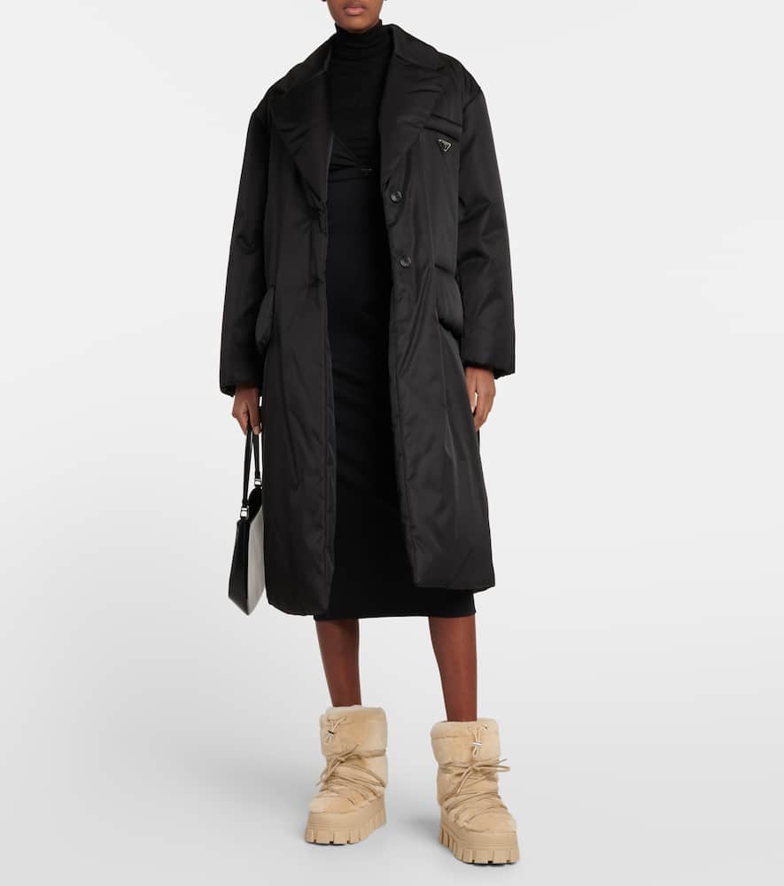 Prada Shearling And Leather Snow Boots In Ecru'
