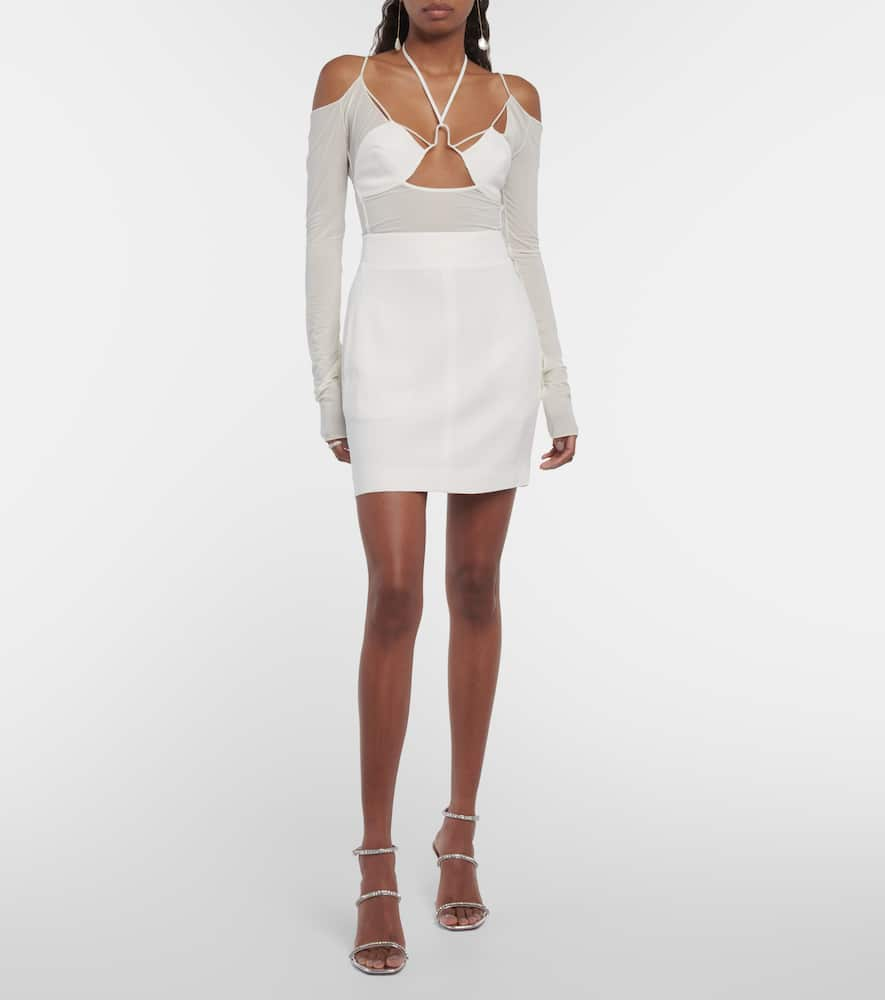 Shop Nensi Dojaka Bridal Cutout Crêpe Minidress In White