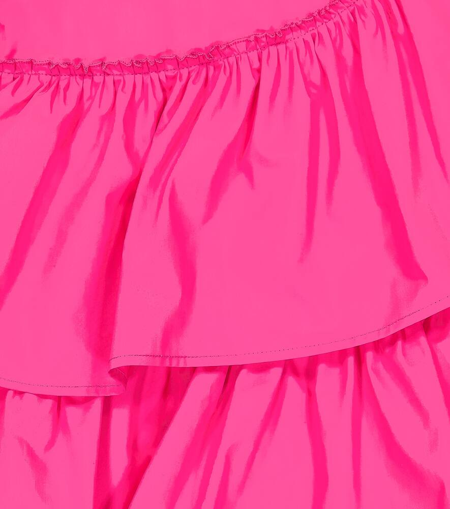 Monnalisa Tiered Cotton Poplin Skirt In Rosa Peach