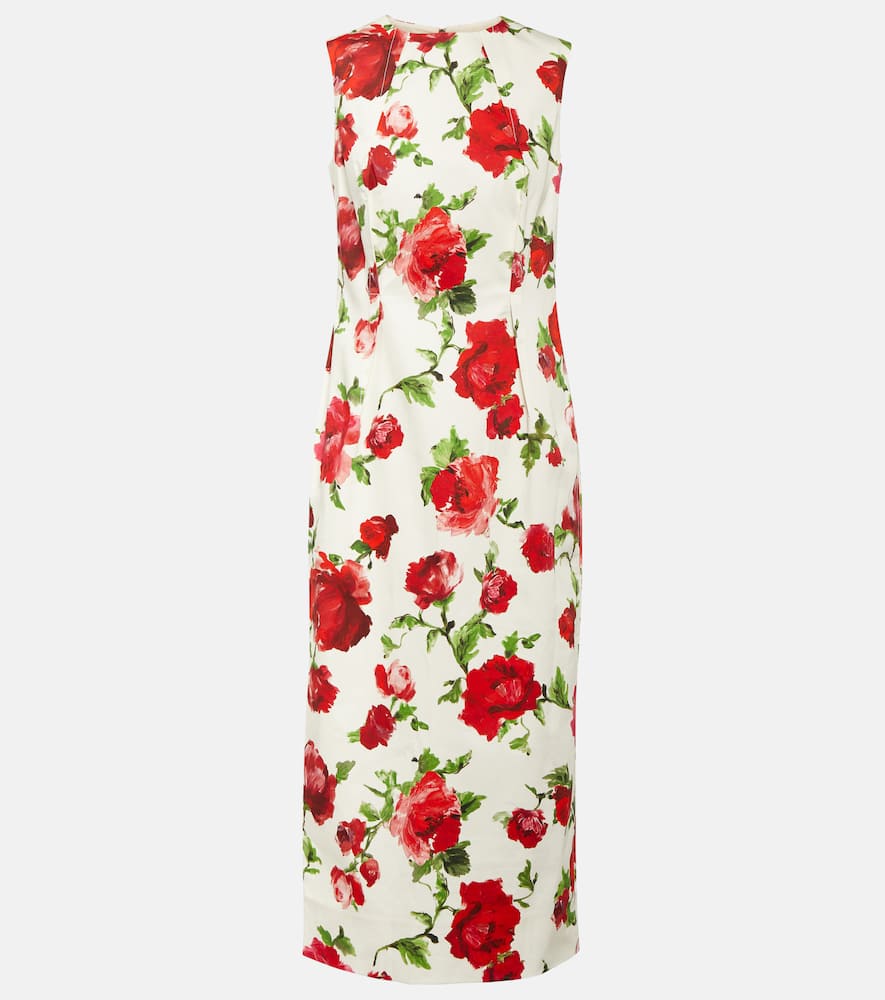 Floral cotton-blend midi dress