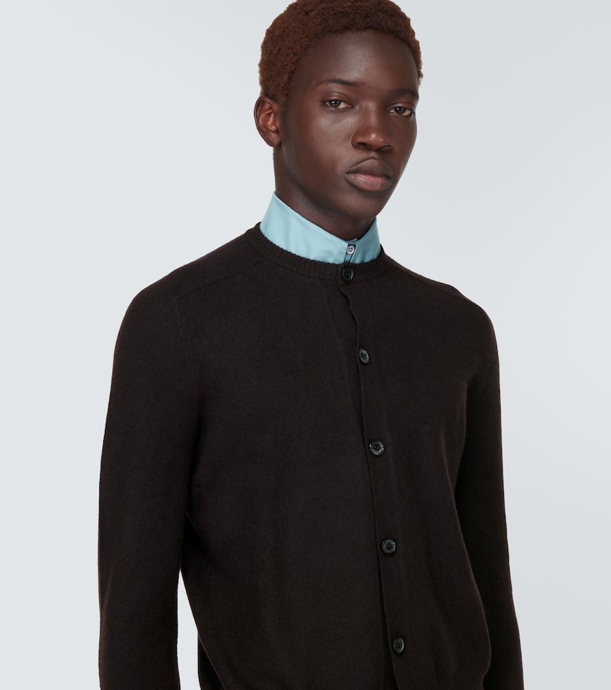 Prada Detachable-collar Cashmere-blend Cardigan In Brown