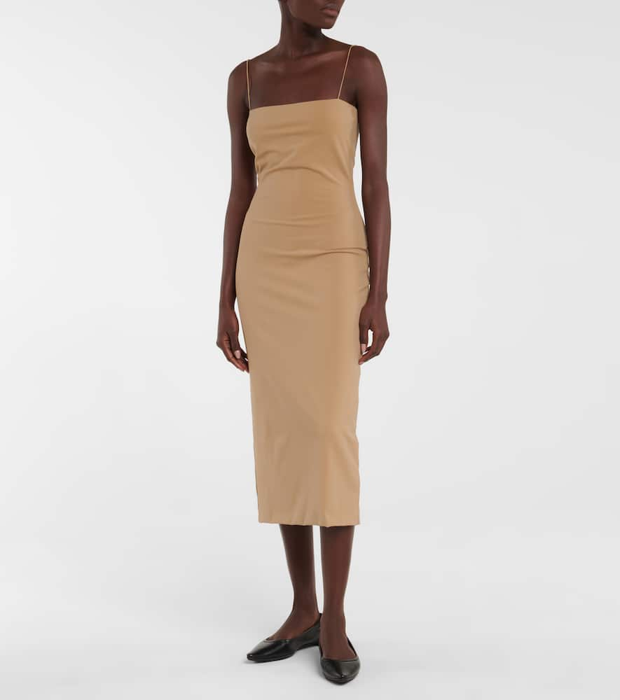 Shop The Row Haku Bodycon Jersey Midi Dress In Beige