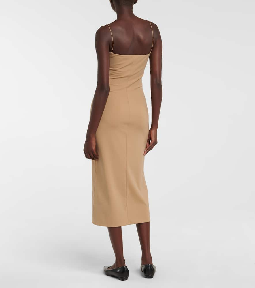 Shop The Row Haku Bodycon Jersey Midi Dress In Beige