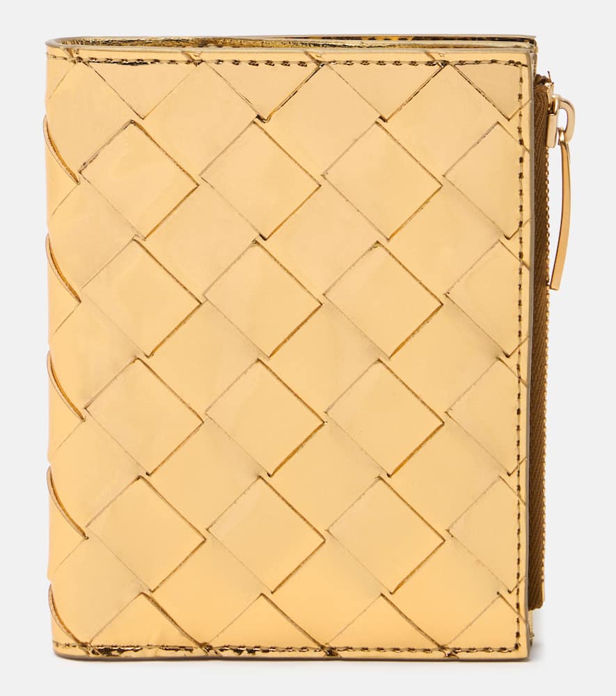 Bottega Veneta Intrecciato metalic leather wallet
