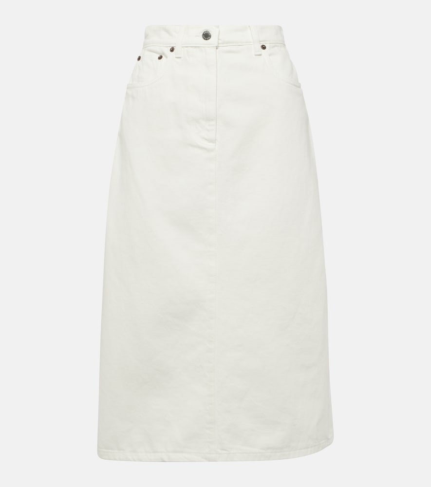 Prada High-rise denim midi skirt