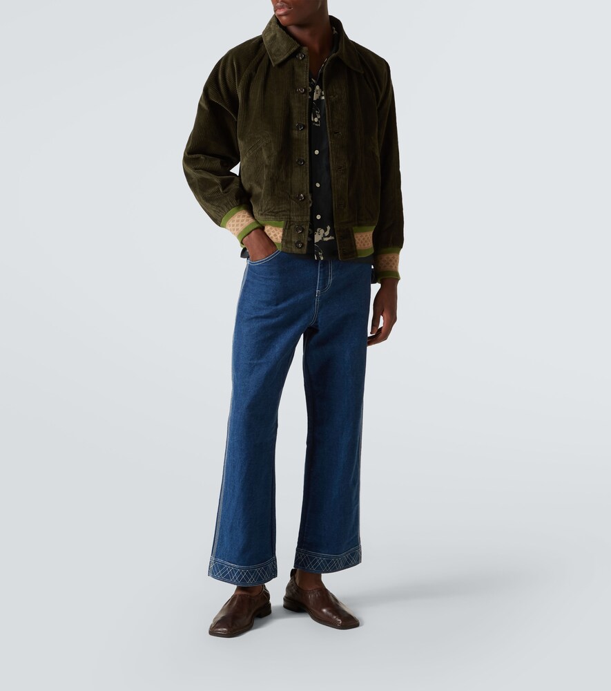  Bode Bode Football Silhouette Printed Linen Shirt 