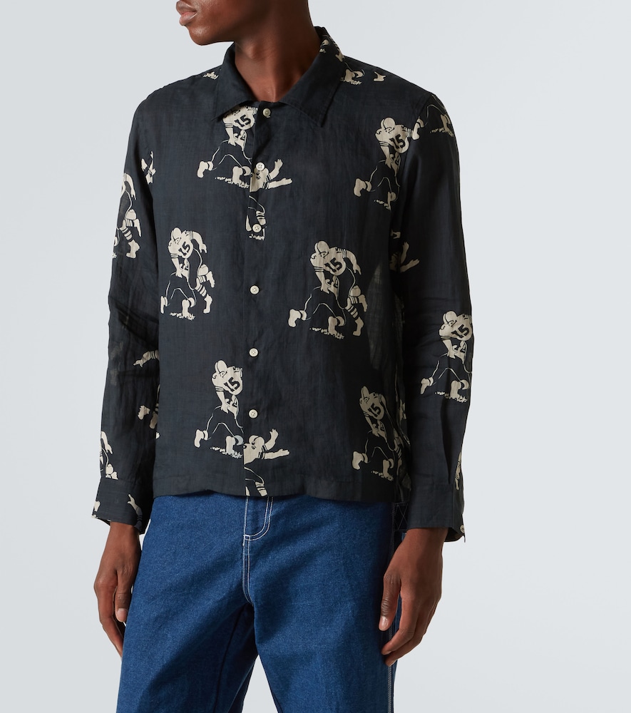  Bode Bode Football Silhouette Printed Linen Shirt 