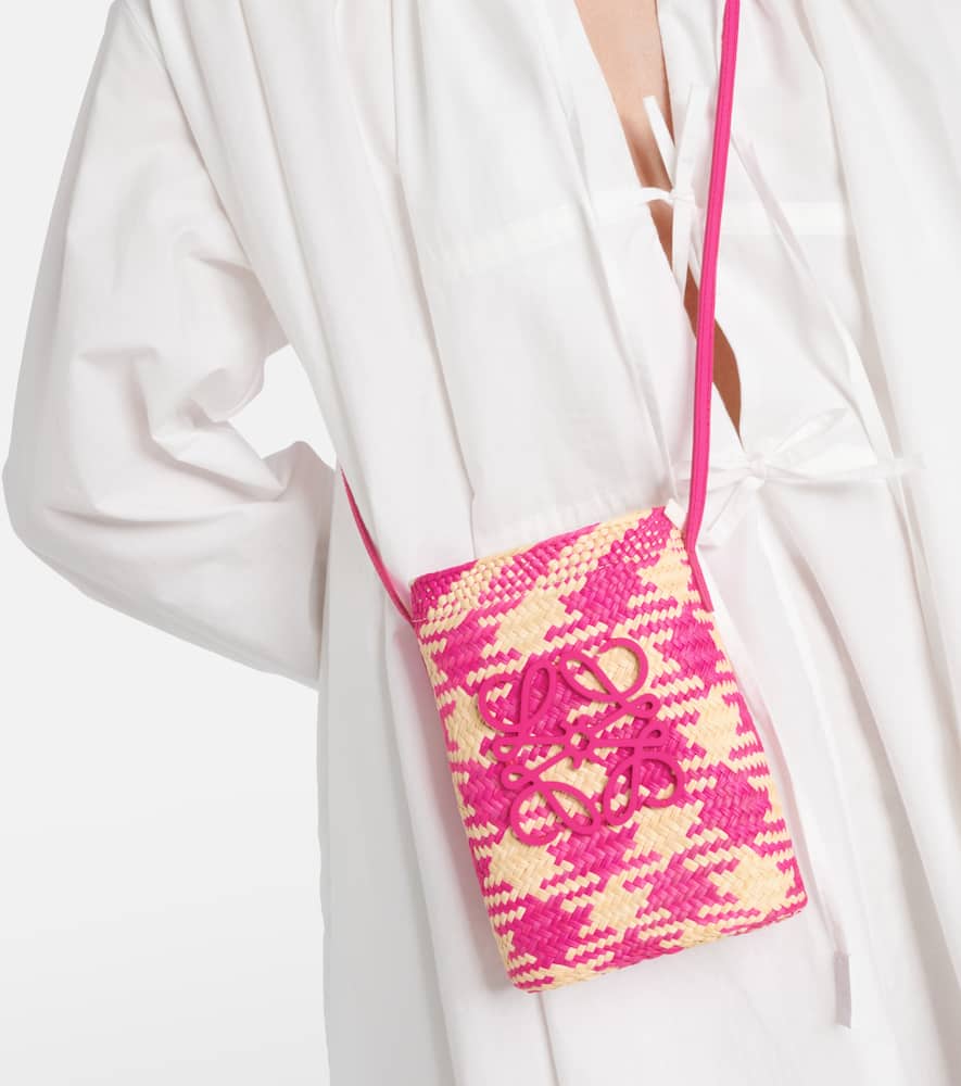 Loewe Anagram Checks canvas-trimmed bucket bag