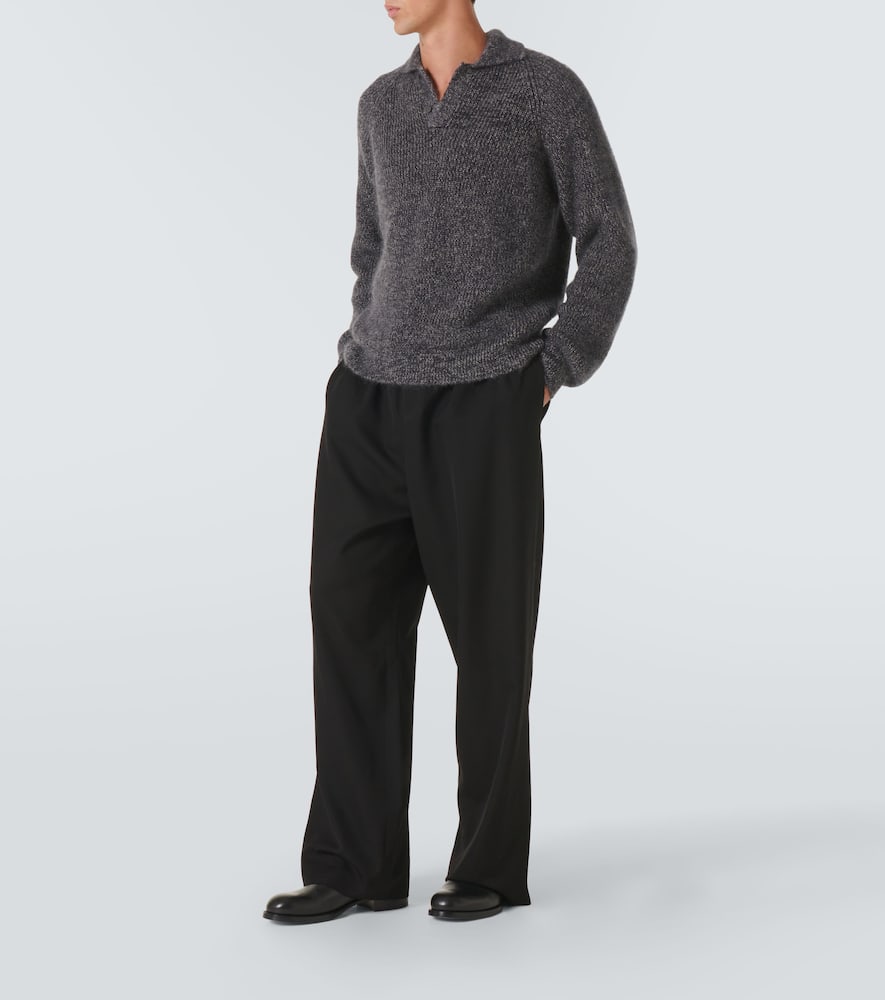 The Row Jora Mohair And Silk Polo Sweater In Grau